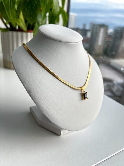 18K Emerald Herringbone Necklace