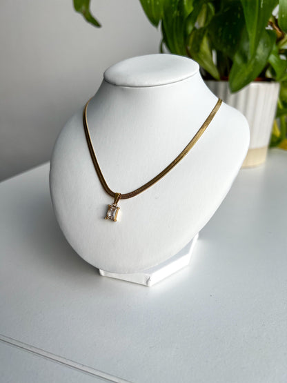 18K Emerald Herringbone Necklace