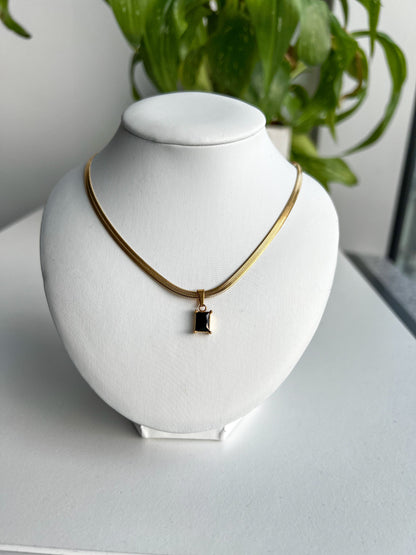 18K Emerald Herringbone Necklace