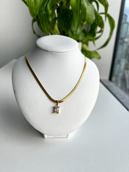 18K Emerald Herringbone Necklace